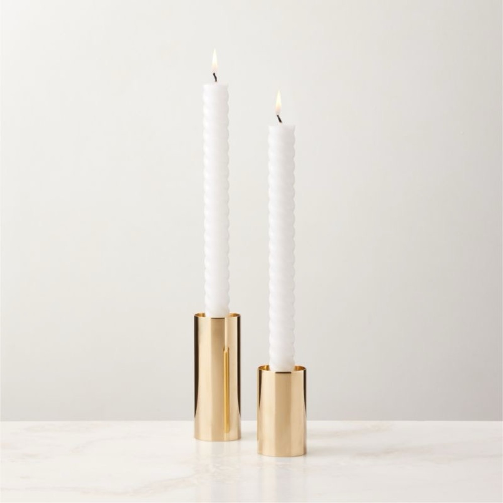CB2 NWT 2pc sembel brass tealight holders -gold